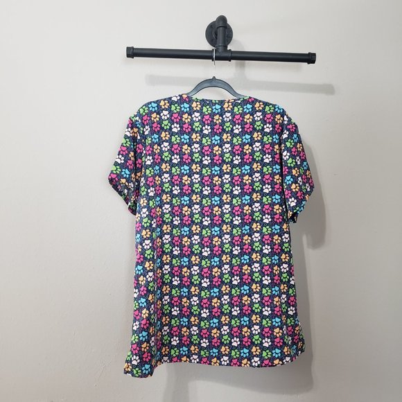 MediChic Paw Print Multicolor Scrub Top 2X - Picture 9 of 10
